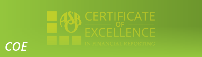 Certificate of Excellence in Financial Reporting